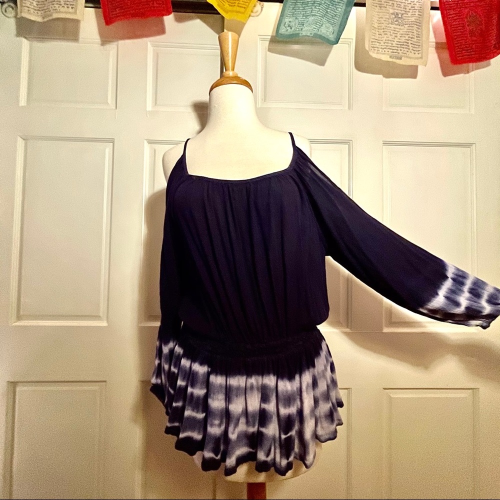 Tie-Dye Cold Shoulder Tunic